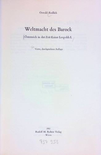 Weltmacht des barocks - weltmacht,